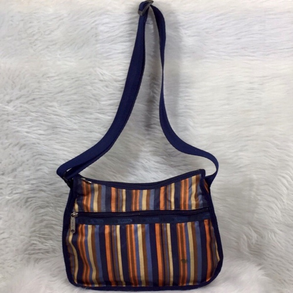 LeSportsac Multi Color Striped Nylon Hobo Bag